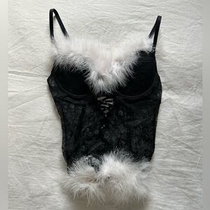 Frederick’s of Hollywood Feather Lace Burlesque Bustier